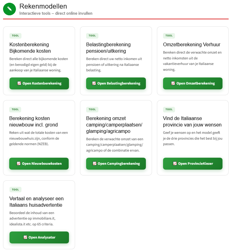 Een Huis kopen in Italië - Rekenmodules